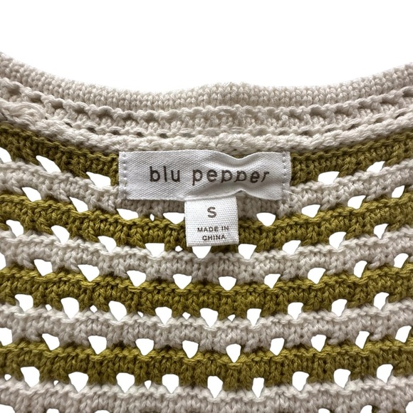 Striped Crochet Knit Tank Top in Kiwi by Blu Pepper Woman’s Small - Picture 5 of 11